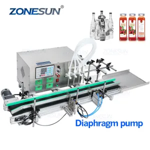 ZS-DTDP4 Full Automatic Desktop CNC Liquid Filling Machine With Conveyor 110V-220V For Perfume Filling Machine Water Filler
