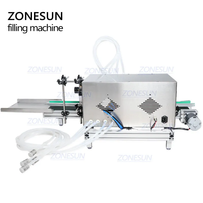 ZS-DTDP4 Full Automatic Desktop CNC Liquid Filling Machine With Conveyor 110V-220V For Perfume Filling Machine Water Filler