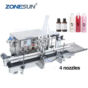 ZS-DTMP4A 4 Nozzles Magnetic Pump Automatic Desktop Liquid Filling Machine For Water Milk