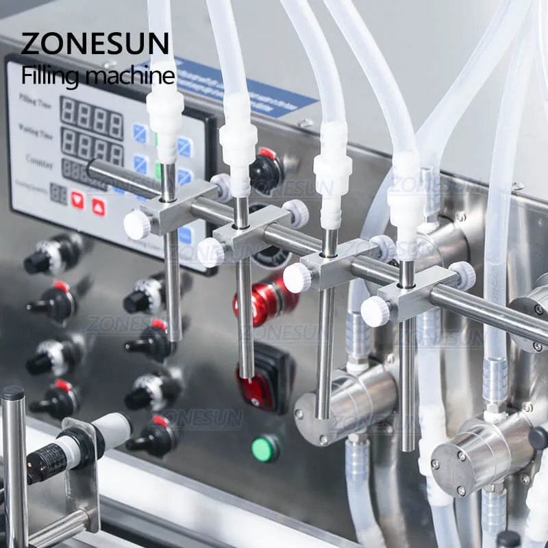 ZS-DTMP4A 4 Nozzles Magnetic Pump Automatic Desktop Liquid Filling Machine For Water Milk
