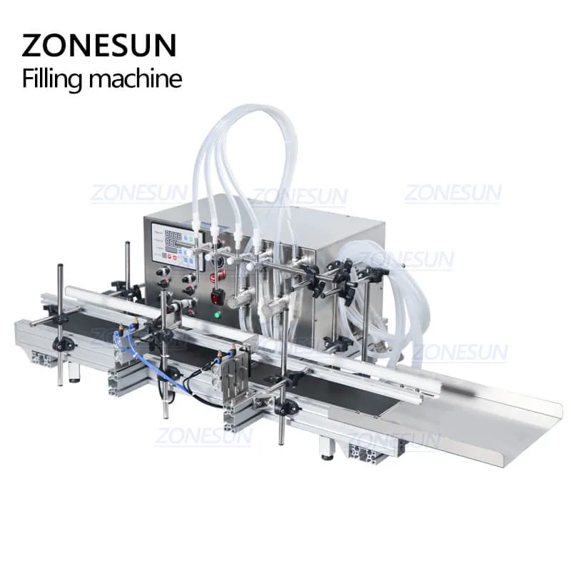 ZS-DTMP4A 4 Nozzles Magnetic Pump Automatic Desktop Liquid Filling Machine For Water Milk