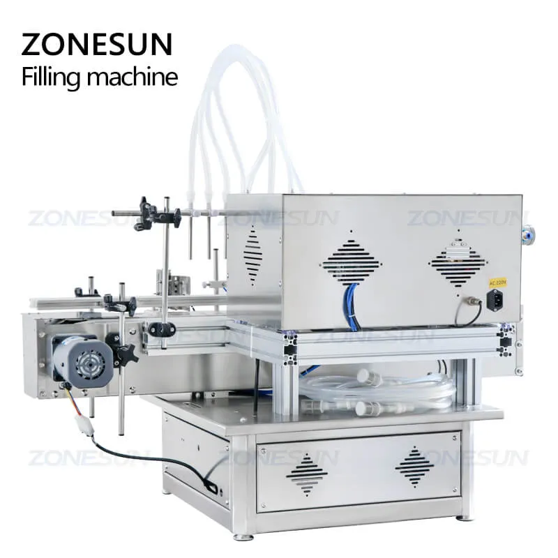 ZS-DTMP4Y Automatic 4 Heads Essential Oil Solvent Liquid Magnetic Pump Filling Machine