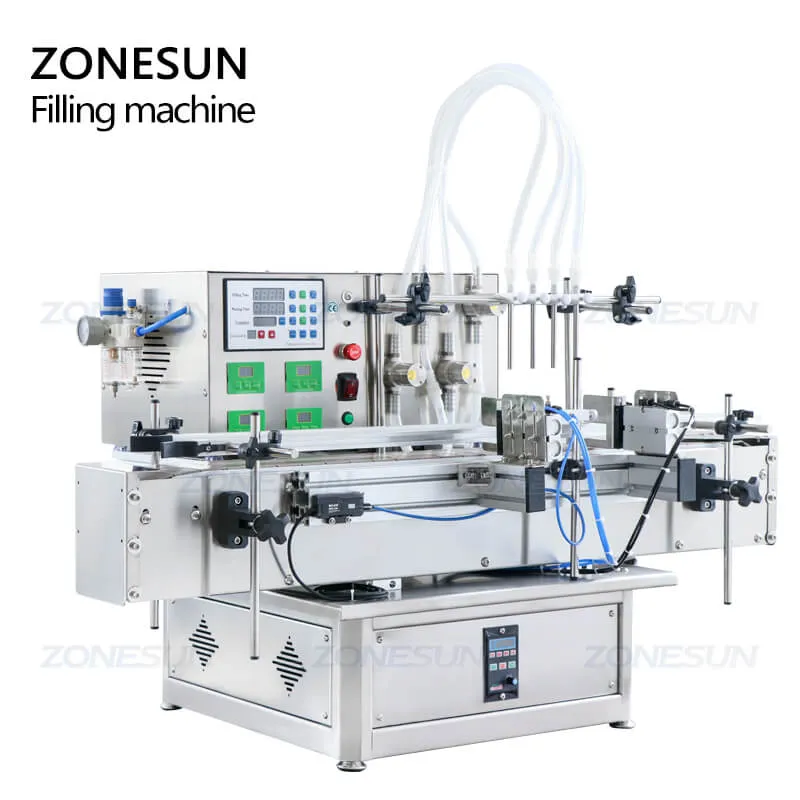 ZS-DTMP4Y Automatic 4 Heads Essential Oil Solvent Liquid Magnetic Pump Filling Machine