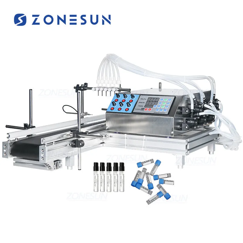 ZS-DTPP6B 6 Heads Automatic  Essential Oil Solvent Glass Vial Small Bottle Filling Machine