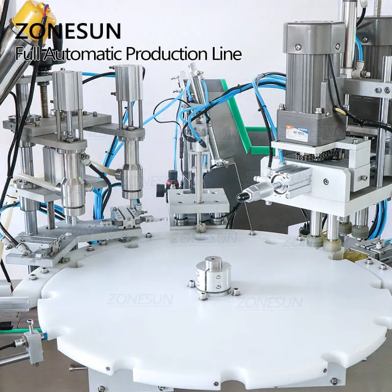 ZS-FAL180A4 Automatic Essential Oil Vial Small Bottle Filling And Capping Machine Line With Cap Feeder