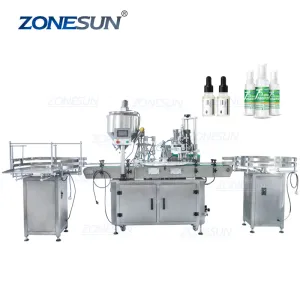 ZS-FAL180A4 Automatic Essential Oil Vial Small Bottle Filling And Capping Machine Line With Cap Feeder