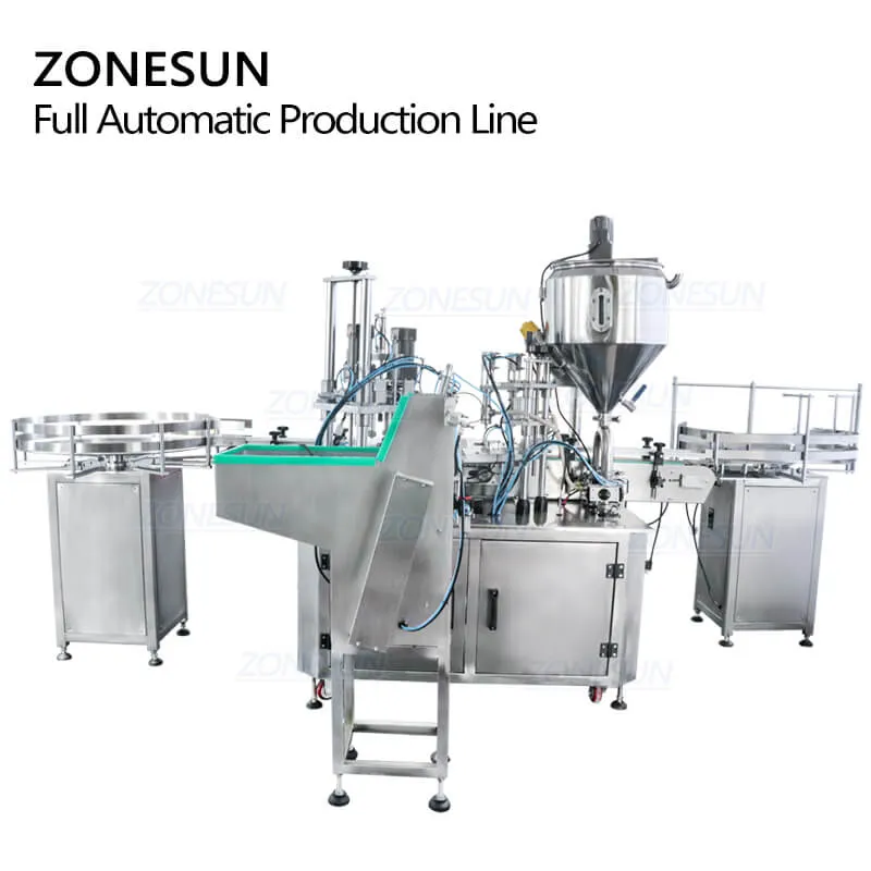 ZS-FAL180A4 Automatic Essential Oil Vial Small Bottle Filling And Capping Machine Line With Cap Feeder