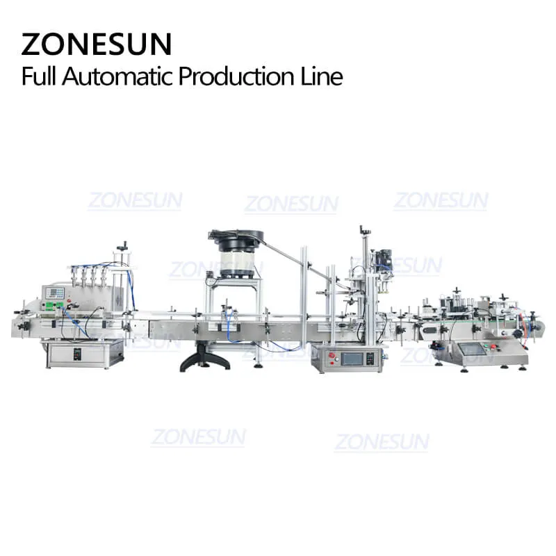 ZS-FAL180C10 Automatic Desktop Juice Liquid Dropper Bottle Filling Capping Labeling Machine Line With Vibratory Bowl Sorter
