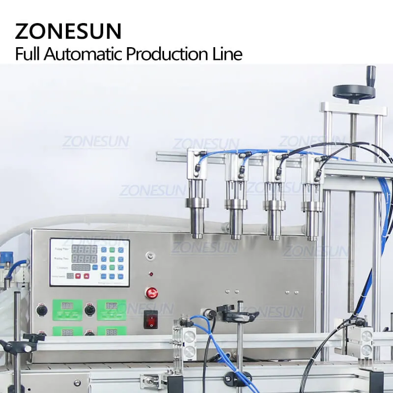 ZS-FAL180C10 Automatic Desktop Juice Liquid Dropper Bottle Filling Capping Labeling Machine Line With Vibratory Bowl Sorter