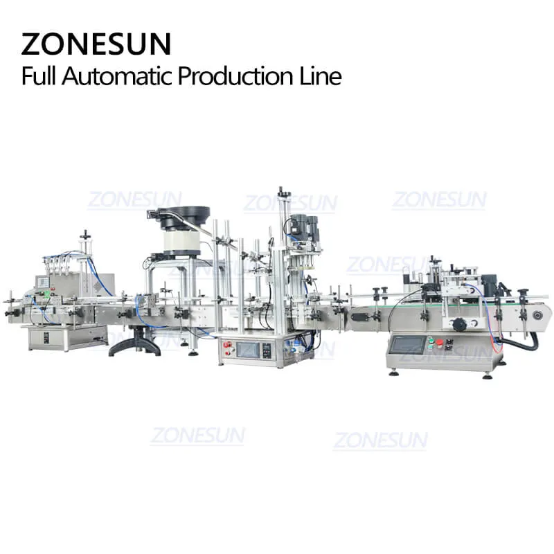 ZS-FAL180C10 Automatic Desktop Juice Liquid Dropper Bottle Filling Capping Labeling Machine Line With Vibratory Bowl Sorter