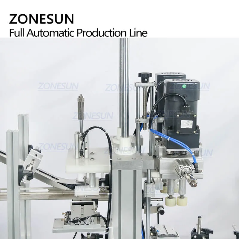 ZS-FAL180C10 Automatic Desktop Juice Liquid Dropper Bottle Filling Capping Labeling Machine Line With Vibratory Bowl Sorter
