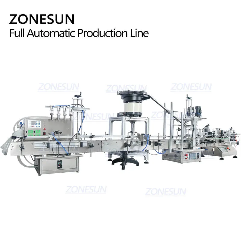 ZS-FAL180C10 Automatic Desktop Juice Liquid Dropper Bottle Filling Capping Labeling Machine Line With Vibratory Bowl Sorter