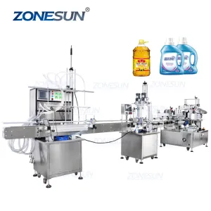 ZS-FAL180P7 40L Automatic Diaphragm Pump Cooking Oil Liquid Gel Grease Filling Capping Labeling Machine