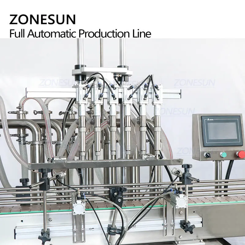 ZS-FAL180R Automatic Shampoo Bottle Cosmetic Hand Gel Piston Liquid Filling Capping Vibrator And Labeling Machine
