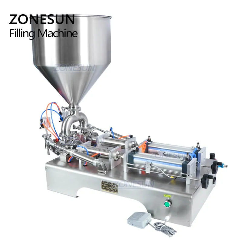ZS-GY2 Pneumatic Piston Pump Liquid Chili Sauce Paste Honey Jam Bottle Filling Machine