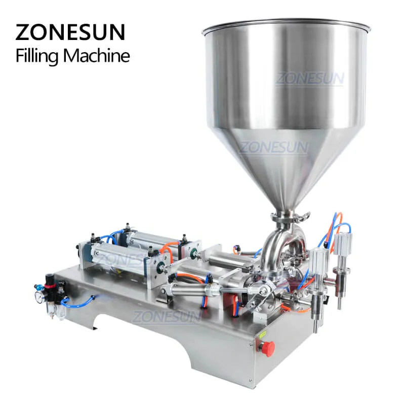 ZS-GY2 Pneumatic Piston Pump Liquid Chili Sauce Paste Honey Jam Bottle Filling Machine