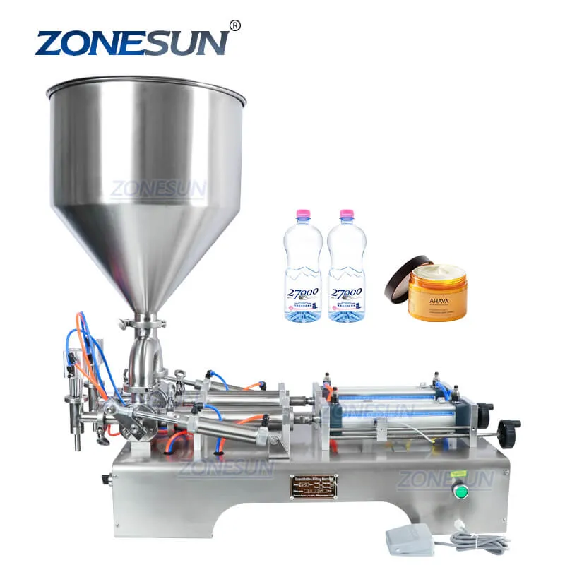 ZS-GY2 Pneumatic Piston Pump Liquid Chili Sauce Paste Honey Jam Bottle Filling Machine