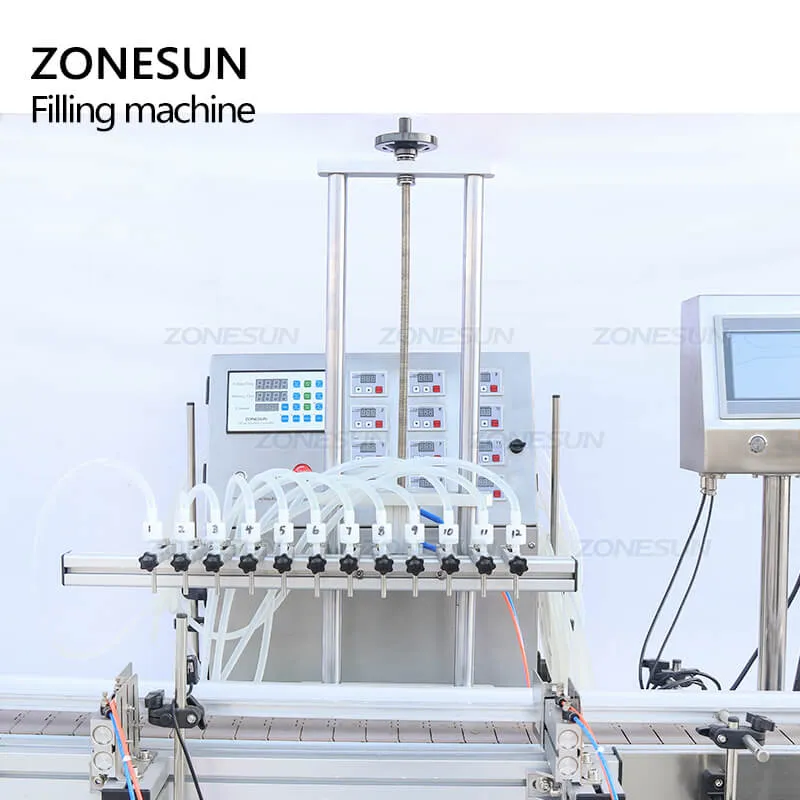 ZS-VTDP12P Automatic 12 Heads Milk Mango Juice Olive Oil Cosmetics Liquid Filling Machine